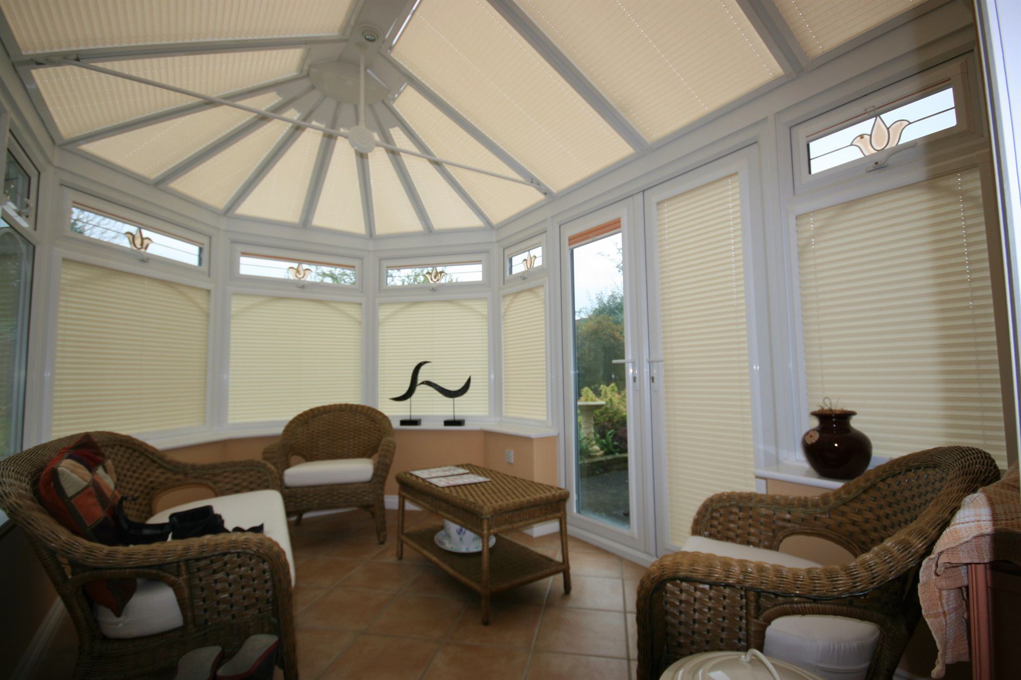 Blinds to enhance your conservatory through solar protection and decorative appeal.
